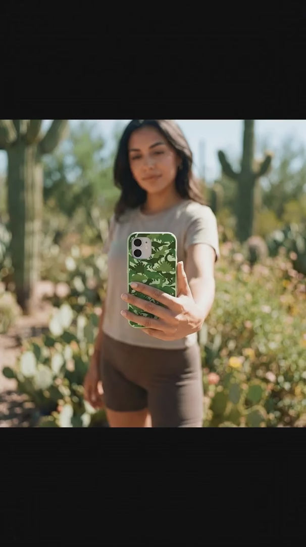 Sage Green Dino Camo iPhone 15 Pro Case - Product video demonstration