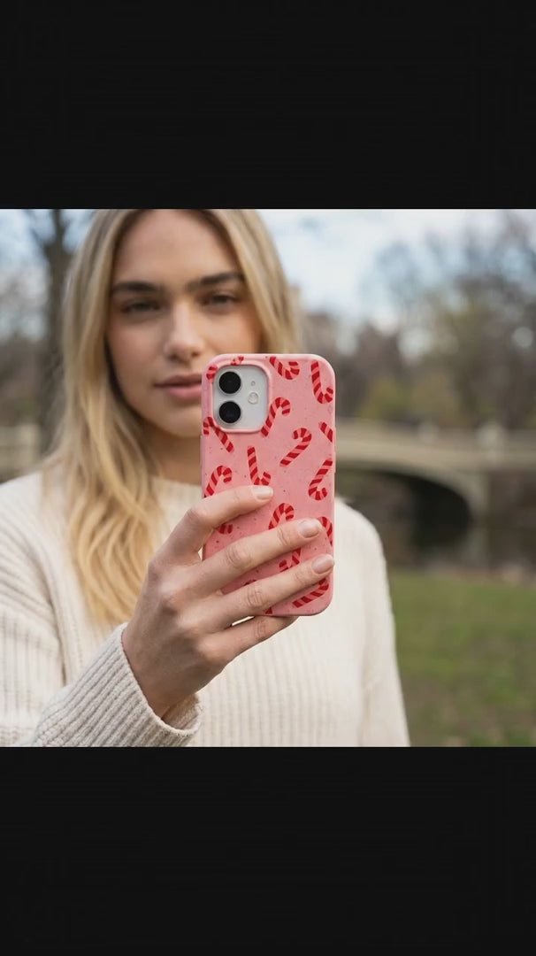 Bubblegum Pink Candy Cane Chaos iPhone 16 Case - Product video demonstration