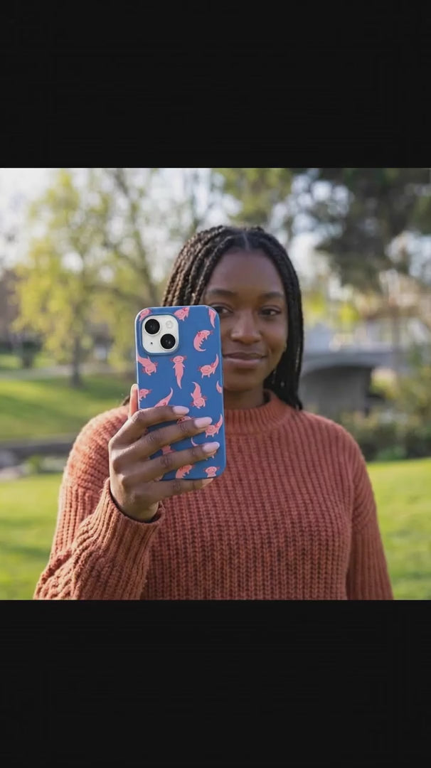 Electric Blue Axolotls iPhone 15 Case - Product video demonstration