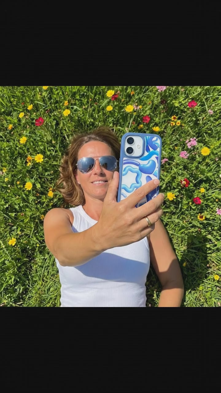 Clear Blue Chrome iPhone 17 Case With True Blue Ridge (MagSafe included) - Product video demonstration