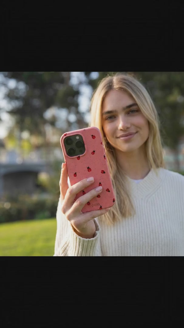 Bubblegum Pink Rosy Ladybug iPhone 16 Case - Product video demonstration