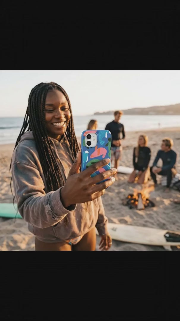 Electric Blue Sea Cows iPhone 15 Pro Case - Product video demonstration