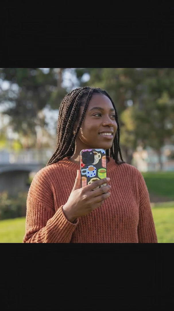Black Cup of Joy iPhone 15 Case - Product video demonstration