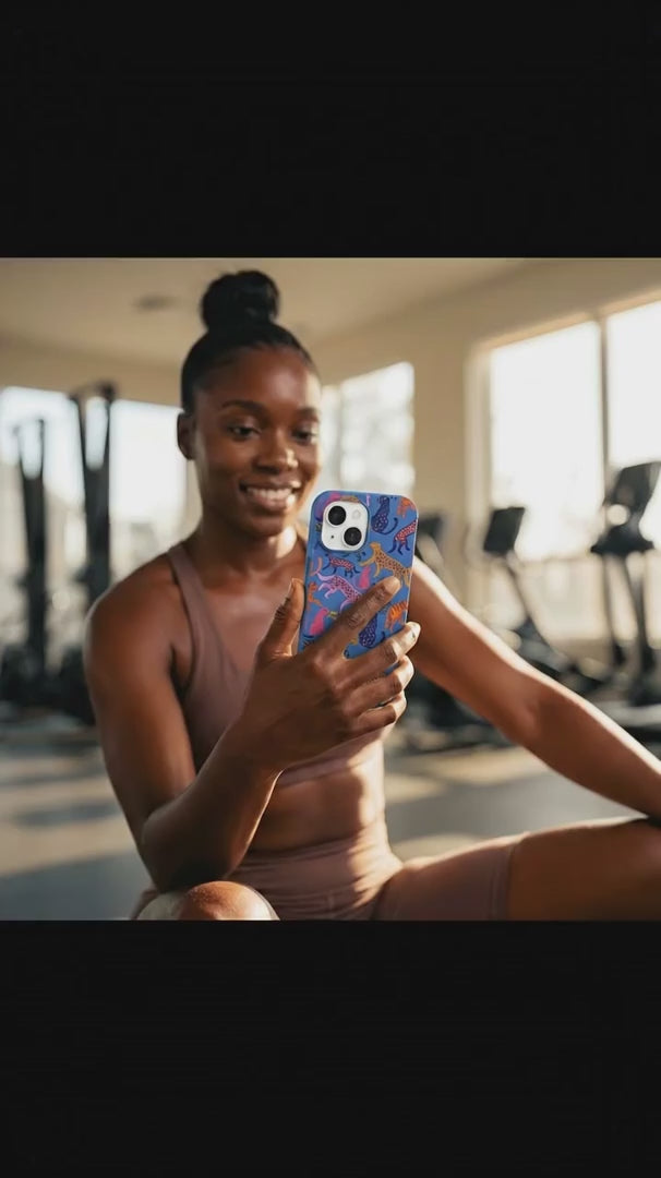 Electric Blue Jungle Cat iPhone 17 Pro Case - Product video demonstration