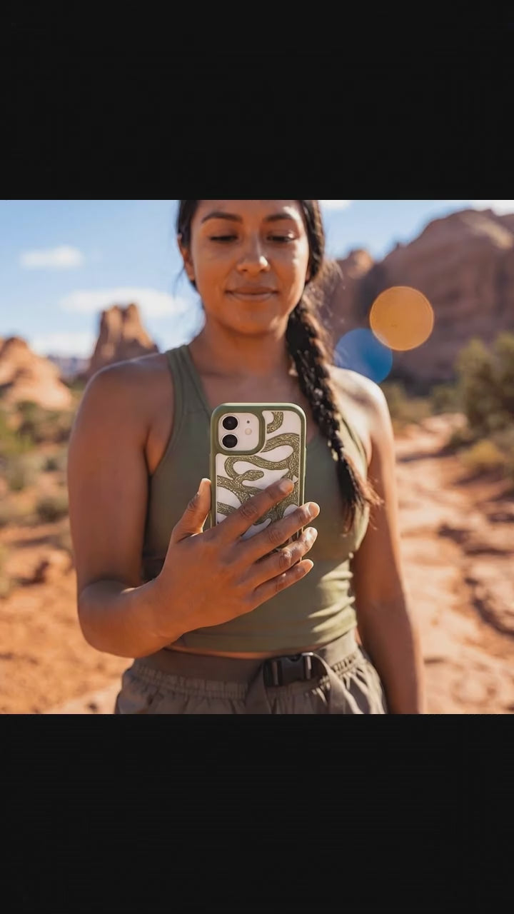 Clear Serpent Sketch iPhone 17 Case With Forest Floor Ridge (MagSafe included) - Product video demonstration