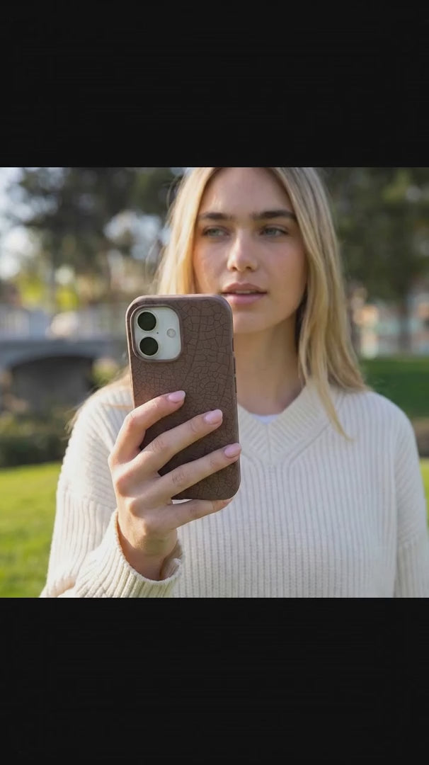 Chocolate Brown Leaf Veins iPhone 16 Pro Max Case - Product video demonstration