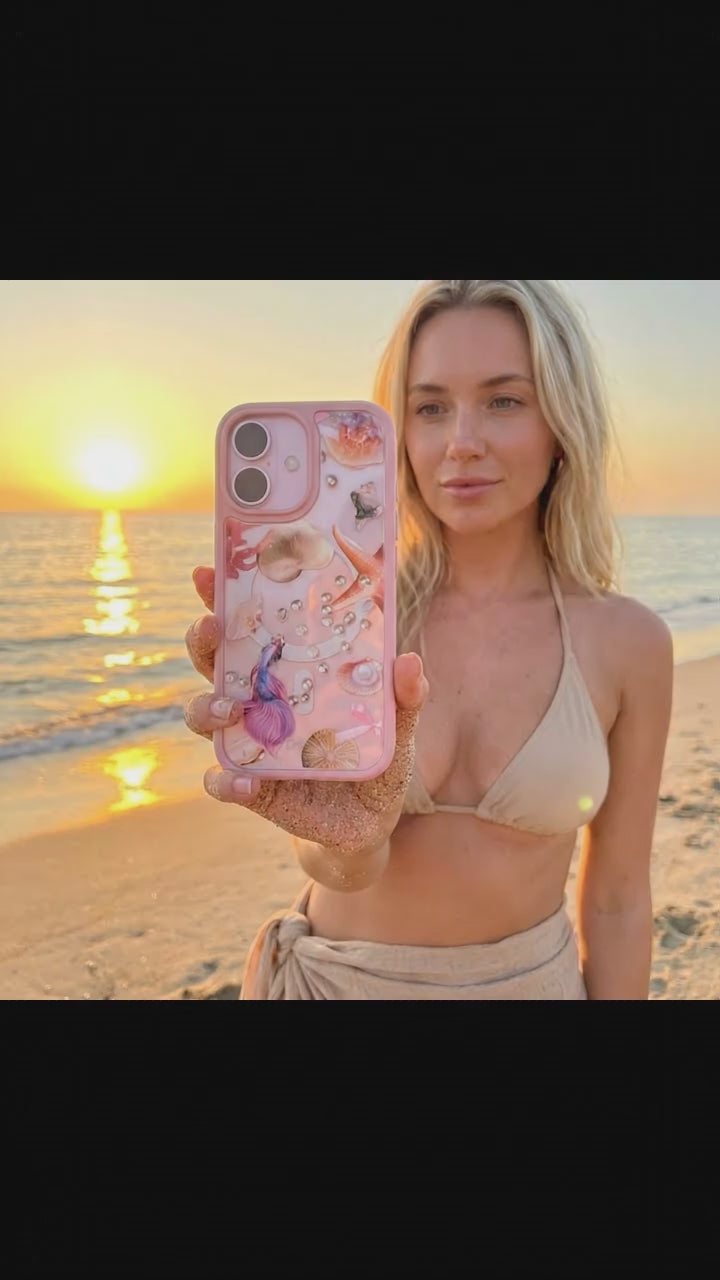 Clear Aqua Dreams iPhone 17 Case With Petal Pink Ridge (MagSafe included) - Product video demonstration