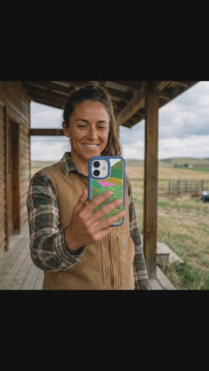 Clear Farm Tales iPhone 17 Case With True Blue Ridge (MagSafe included) - Product video demonstration