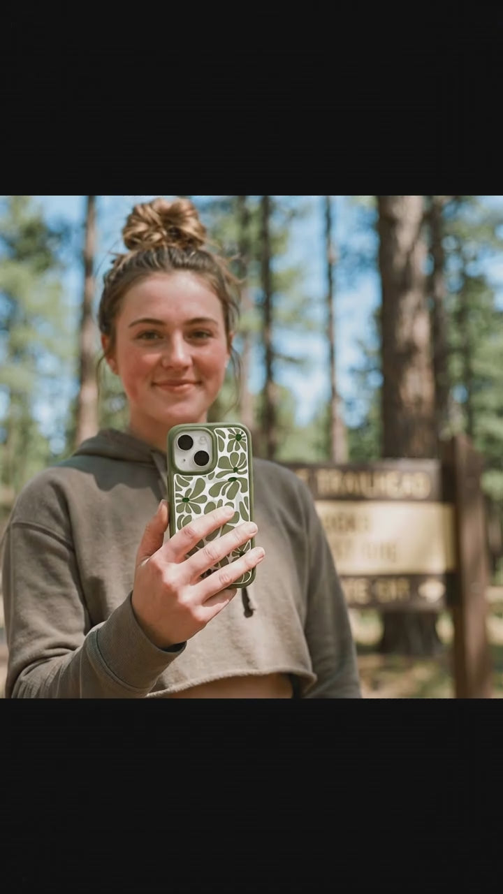 Clear Funky Flora iPhone 17 Case With Forest Floor Ridge (MagSafe included) - Product video demonstration
