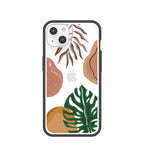 Clear Abstract Botanics iPhone 13 Case With Black Ridge