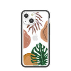 Clear Abstract Botanics iPhone 13 Mini Case With Black Ridge