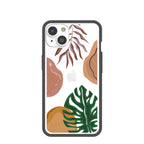 Clear Abstract Botanics iPhone 14 Case With Black Ridge
