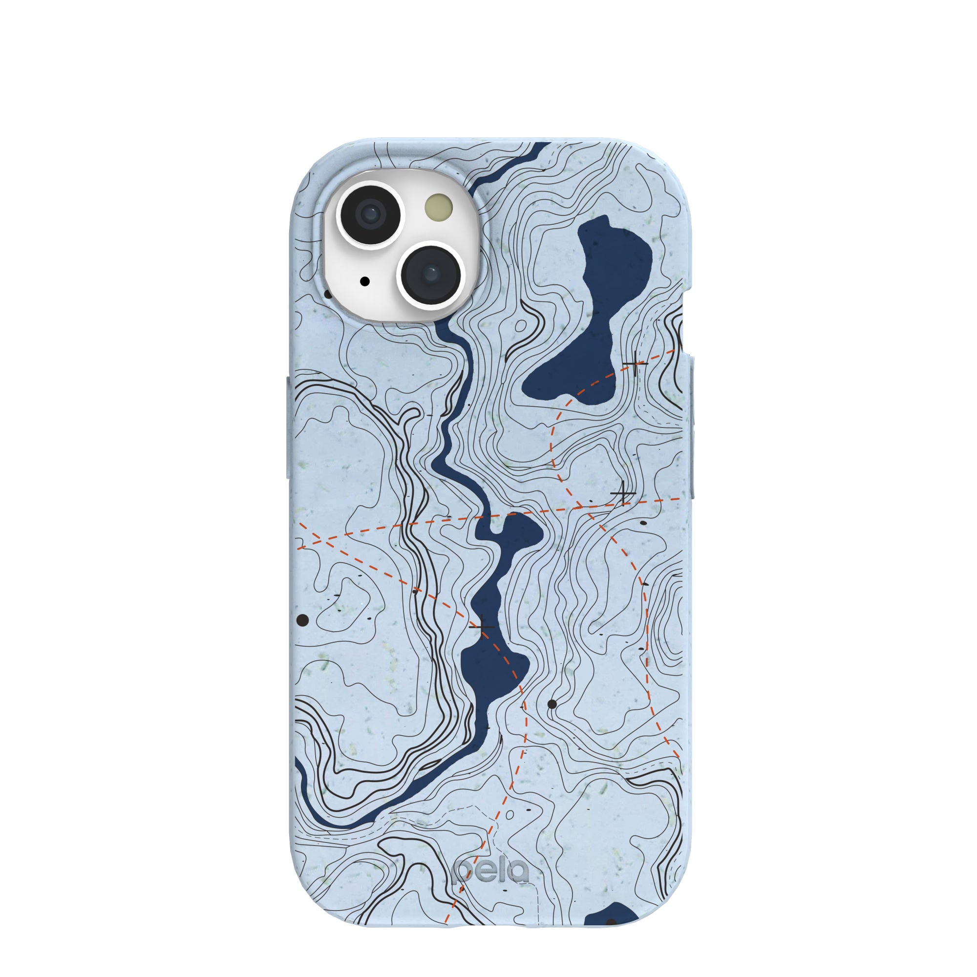 Powder Blue Contour Lines iPhone 15 Case Pela Case