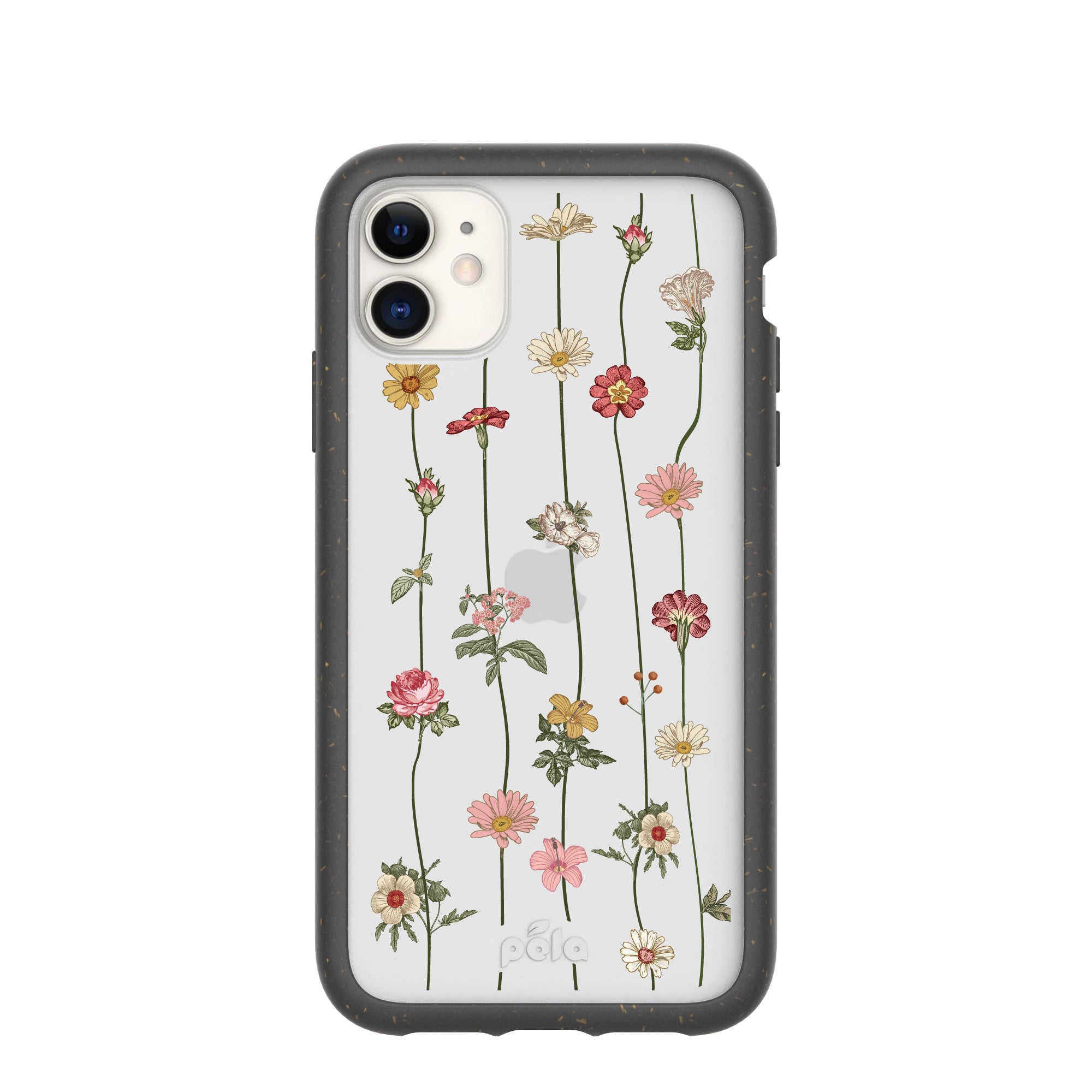 Clear Floral Vines iPhone 11 Case With Black Ridge – Pela Case