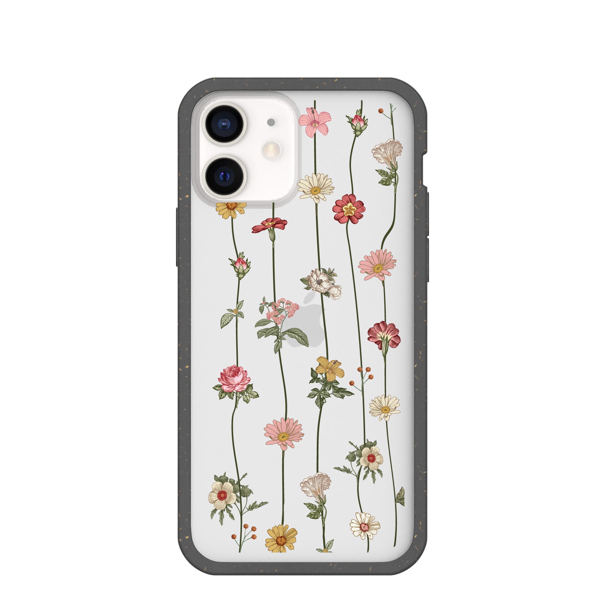 Clear Floral Vines iPhone 12 iPhone 12 Pro Case With Black Ridge