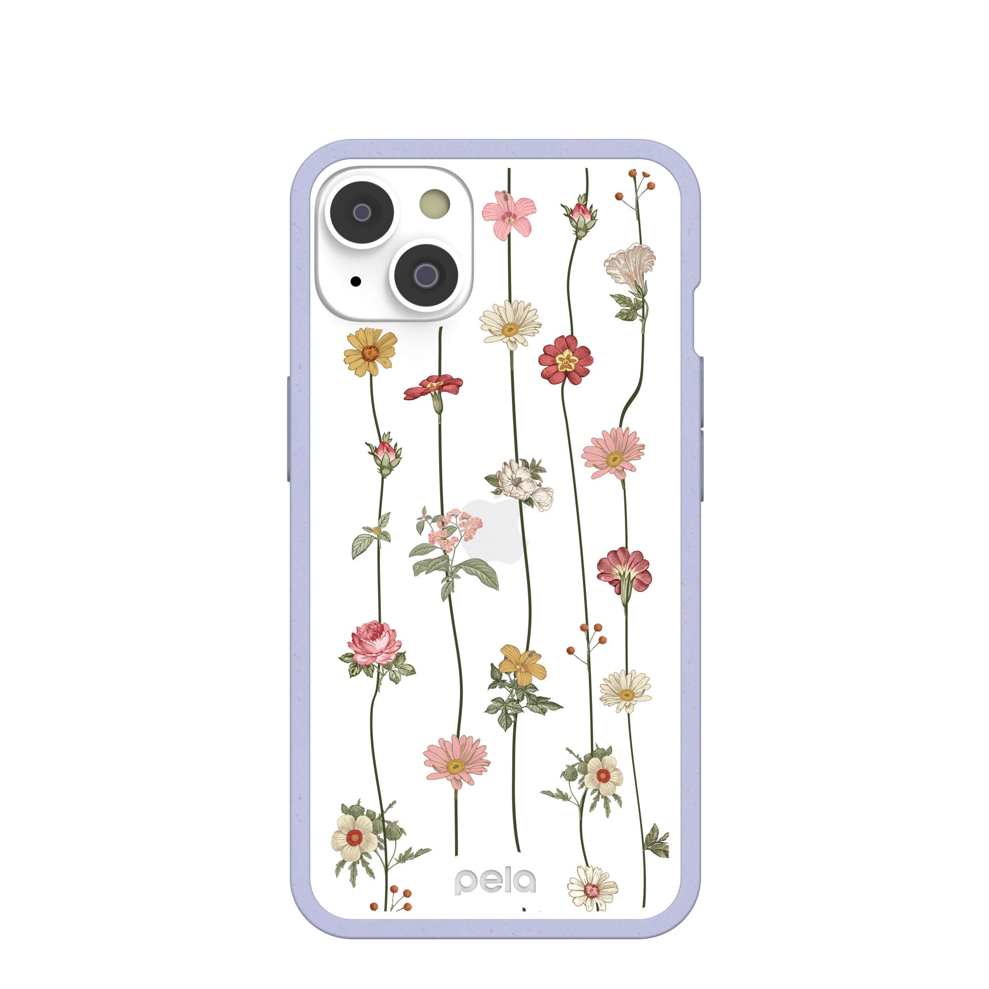 Clear Floral Vines iPhone 14 Case With Lavender Ridge Pela Case