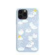 Coque iPhone 11 Pro à fleurs duveteuses bleu poudre