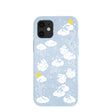 Coque iPhone 12 Mini à fleurs duveteuses bleu poudre