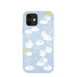 Coque à fleurs duveteuses bleu poudre pour iPhone 12/iPhone 12 Pro
