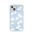 Coque iPhone 14 Plus à fleurs duveteuses bleu poudre