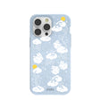 Coque pour iPhone 14 Pro Max à motif fleurs duveteuses bleu poudre