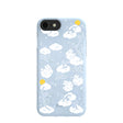 Coque à fleurs duveteuses bleu poudre pour iPhone 6/6s/7/8/SE