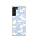 Coque Samsung Galaxy S22 à motif fleurs duveteuses bleu poudré