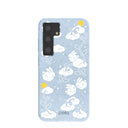 Coque Samsung Galaxy S24 à motif fleurs duveteuses bleu poudré