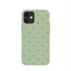Sage Green Hearts iPhone 12 Mini Case
