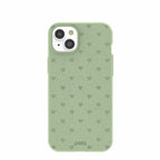 Sage Green Hearts iPhone 14 Plus Case