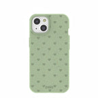 Sage Green Hearts iPhone 14 Case