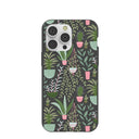 Coque noire pour iPhone 14 Pro Max, motif jardin d'intérieur