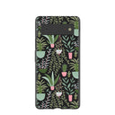 Coque Google Pixel 6 noire à motif jardin d'intérieur