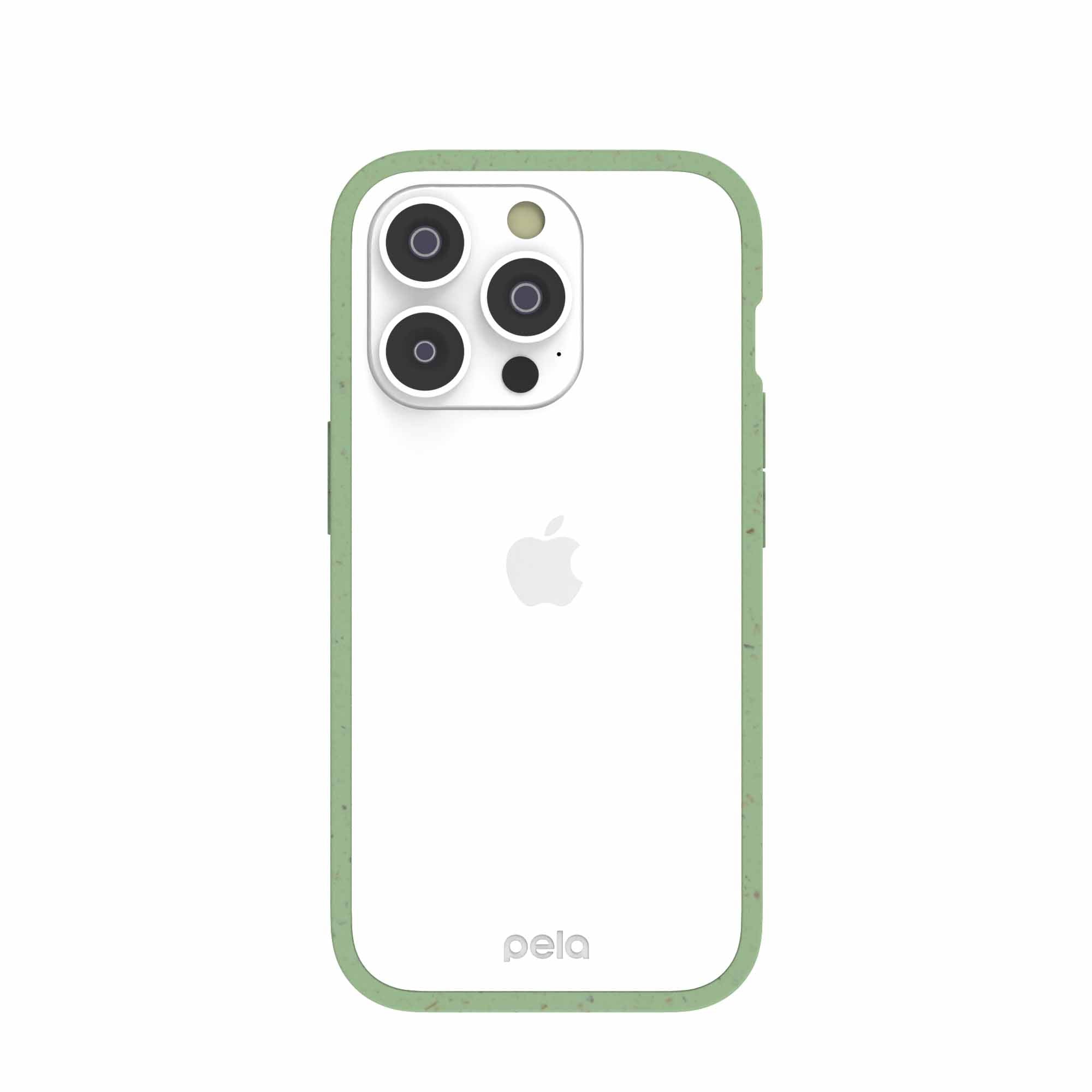 Clear iPhone 14 Pro Case with Sage Green Ridge – Pela Case