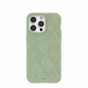 Coque iPhone 15 Pro Max à motif feuilles luxuriantes vert sauge