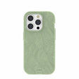 Coque iPhone 15 Pro à motif feuilles luxuriantes vert sauge