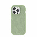Coque iPhone 15 Pro à motif feuilles luxuriantes vert sauge