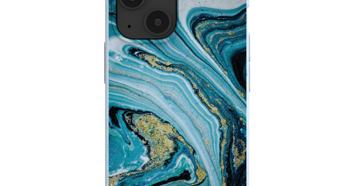 Powder Blue Marble iPhone 13 Mini Case Pela Case