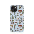Coque pour iPhone 13 Mini à motif de promenades dans la nature bleu poudre