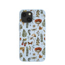 Coque pour iPhone 13 Mini à motif de promenades dans la nature bleu poudre