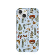 Coque iPhone 14 Bleu poudré, motif promenades en nature