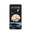 Coque Google Pixel 6a noire motif lune rétro