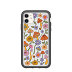 Clear Shrooms and Blooms iPhone 11 Case With Black Ridge