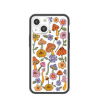 Clear Shrooms and Blooms iPhone 13 Mini Case With Black Ridge