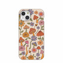 Coque iPhone 15 Plus à motif de champignons et de fleurs de coquillages