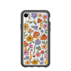 Clear Shrooms and Blooms iPhone XR Case With Black Ridge