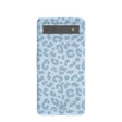 Coque Google Pixel 6a motif léopard bleu ciel poudre