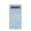 Coque Google Pixel 6a motif léopard bleu ciel poudre