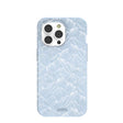 Coque pour iPhone 14 Pro, motif montagnes enneigées bleu poudre