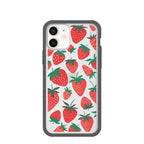 Clear Strawberries iPhone 12 Mini Case With Black Ridge